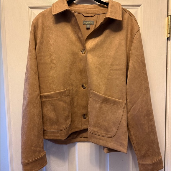 Style & Co. Jackets & Blazers - Tan Suede Women's Jacket